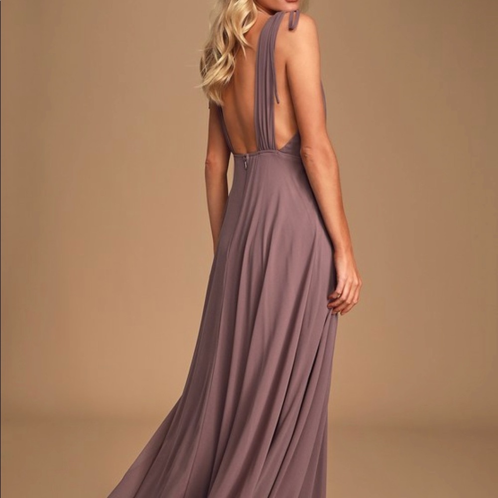 Lulus Dance the Night Away Dusty Purple Backless Maxi Dress Size S